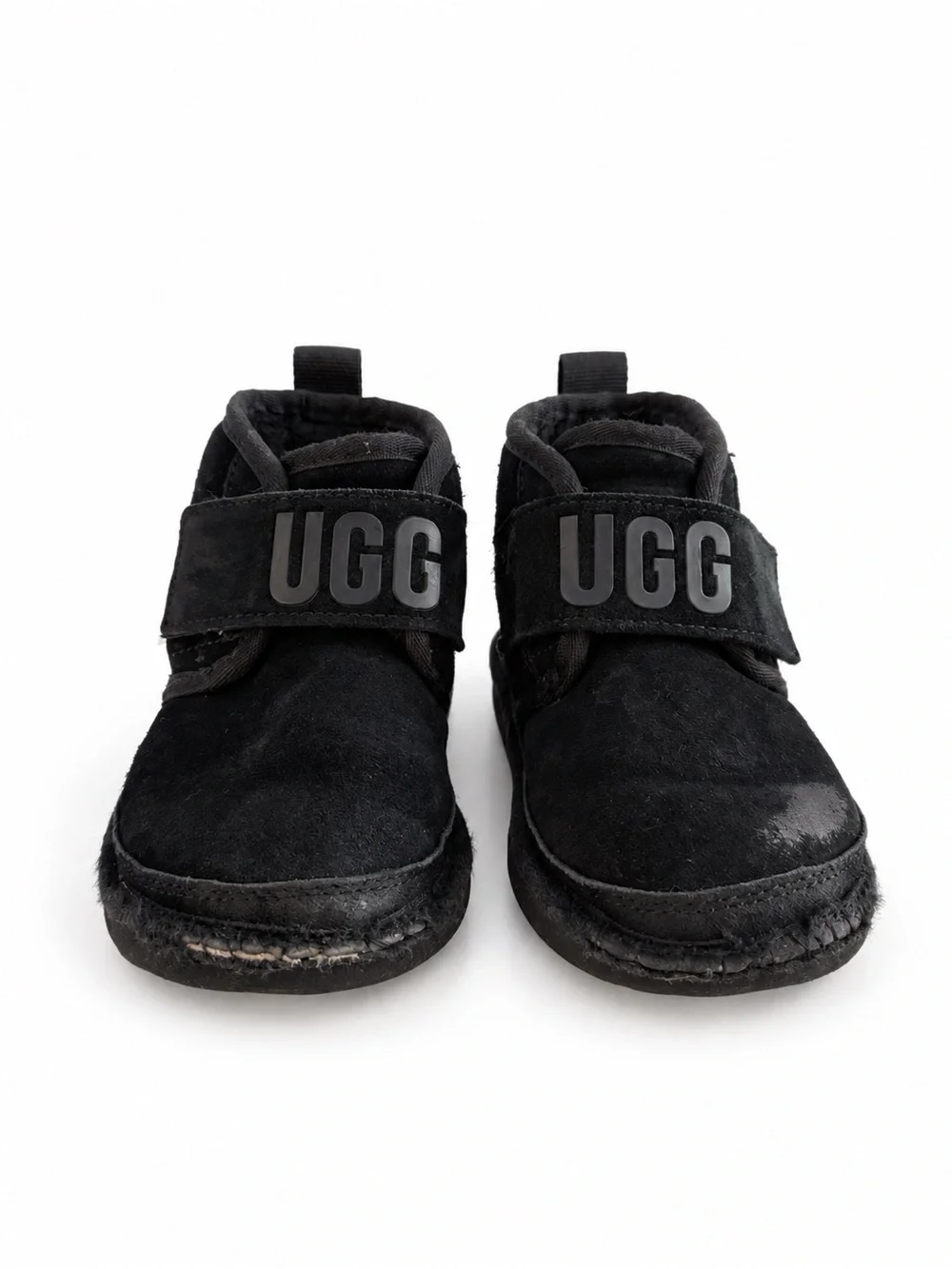 UGG Kids Black Suede Hook-and-Loop Boots